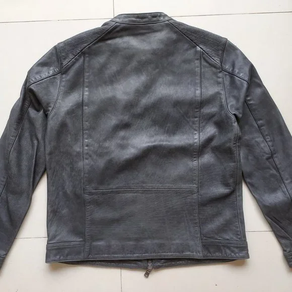 JOHN VARVATOS STAR USA BAND COLLAR LEATHER JACKET - Picture 10 of 10